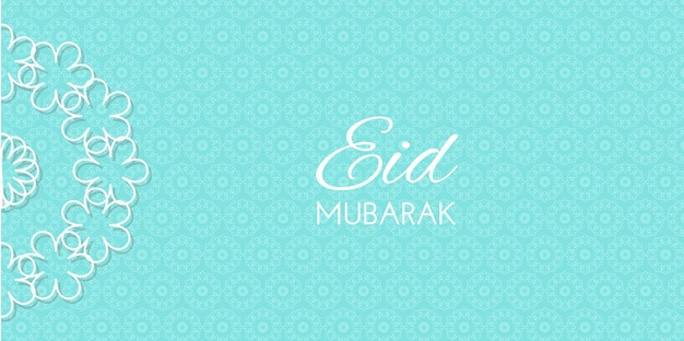 Vecteur eid mubarak bannière islamique affiche de carte de médias sociaux avec motif islamique sur fond bleu