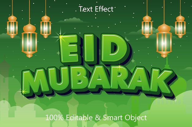 Eid Mubarak Effet De Texte Modifiable Style Moderne En Relief 3 Dimensions