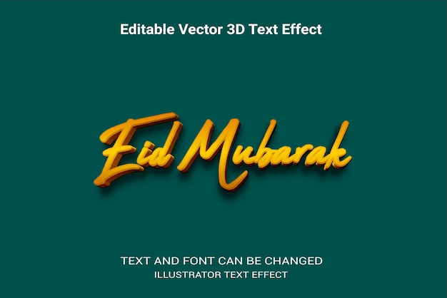 Eid Mubarak Effet De Texte Vectoriel 3d Modifiable