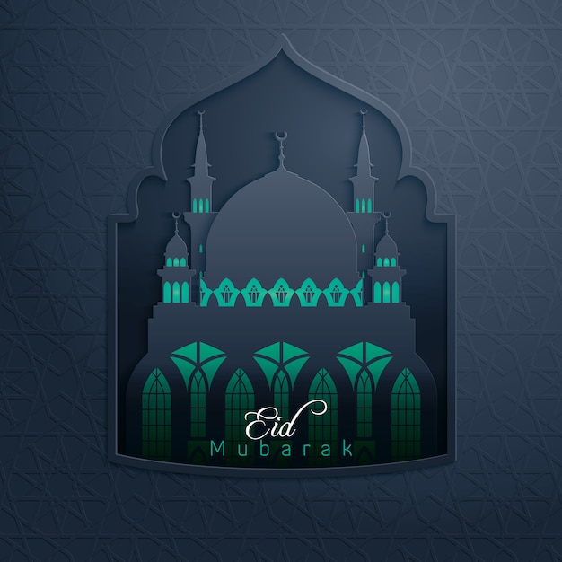 Eid Mubarak Glow Mosque In Pattern Window