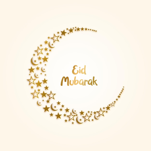 Eid Mubarak Lune Et étoile Beau Fond Vecteur Gratuit