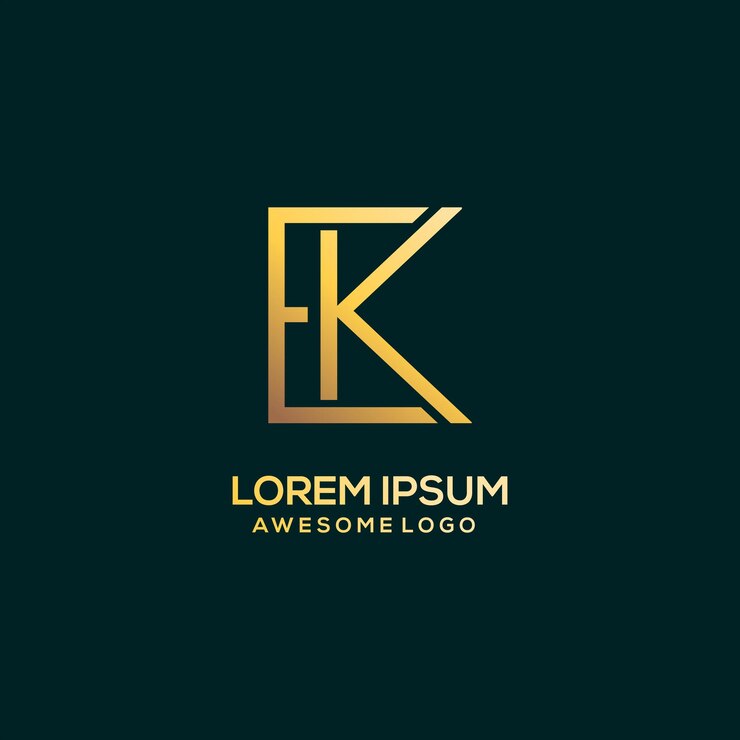 EK lettre logo luxe couleur or