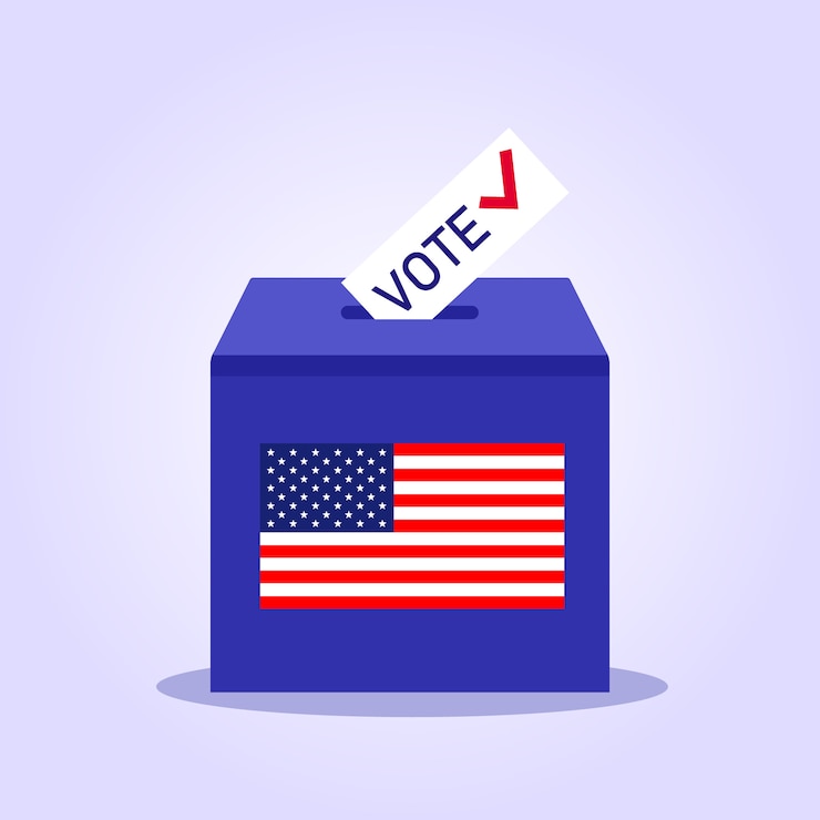 Vecteur élections aux états-unis. urne pour voter. scrutin