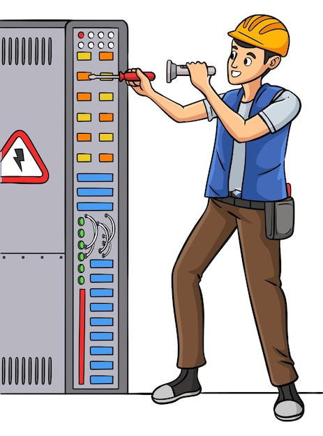 Vecteur Électricien dessin animé coloré clipart illustration