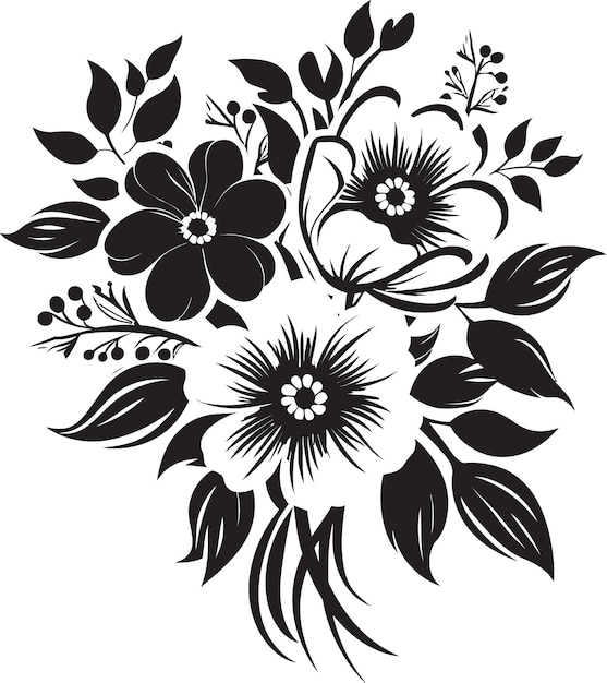 Vecteur Élégance florale délicate symbole monochrome essence de jardin design vectoriel noir