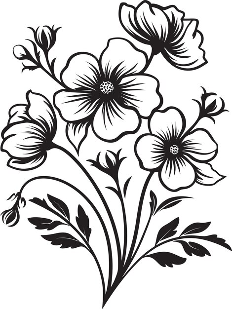 Vecteur Élégance florale design de logo vectoriel noir avec des fleurs botaniques serenité en noir icon élégant featuri