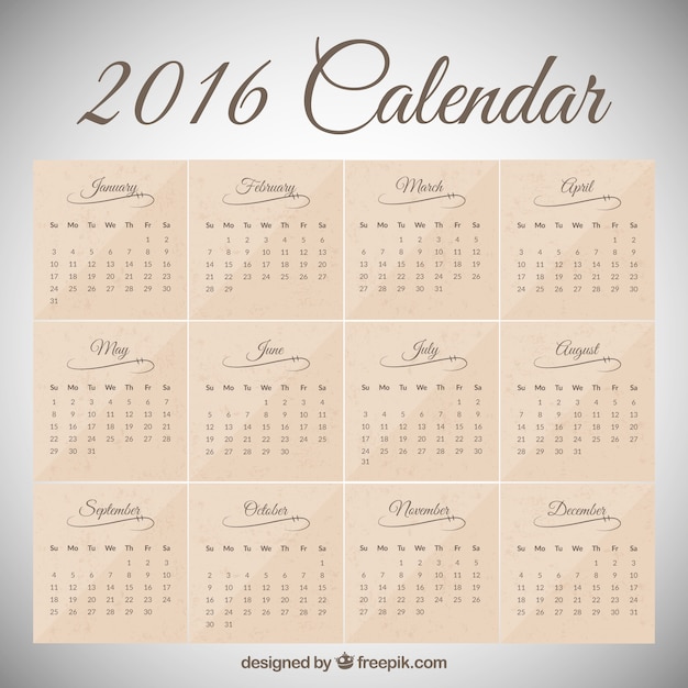 Elégant 2,016 Calendrier