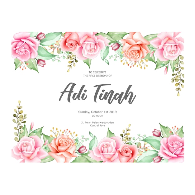 Élégant Cadre Floral Avec Des Fleurs à L'aquarelle