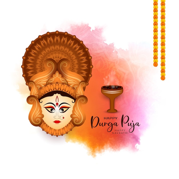 Élégant Classique Happy Durga Puja Et Heureux Fond De Culte De La Déesse Du Festival Navratri