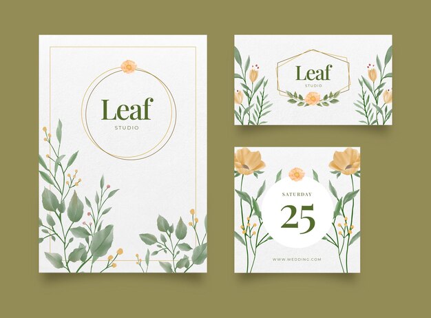 Un élégant Ensemble Floral Vectoriel D'invitations De Mariage