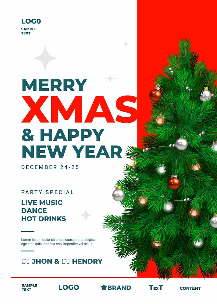 Vecteur élégant joyeux noël heureux nouvelle année design festif avec des flocons de neige et des étoiles dans un style moderne