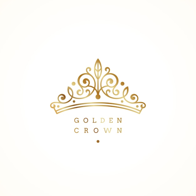 Élégant logo couronne dorée sur fond blanc