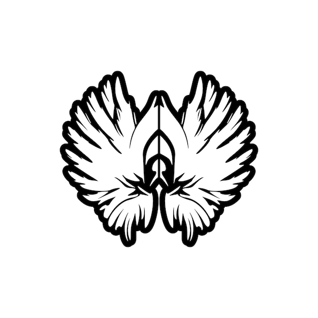 Un élégant logo vectoriel d'ailes d'ange en noir et blanc