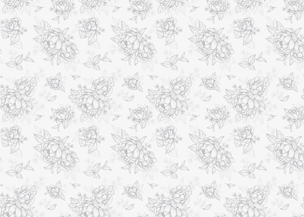 Vecteur Élégant motif floral gris