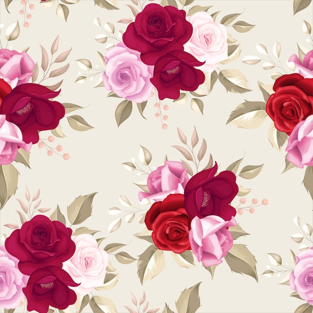 Élégant Motif Floral Sans Couture Avec Des Roses Marron