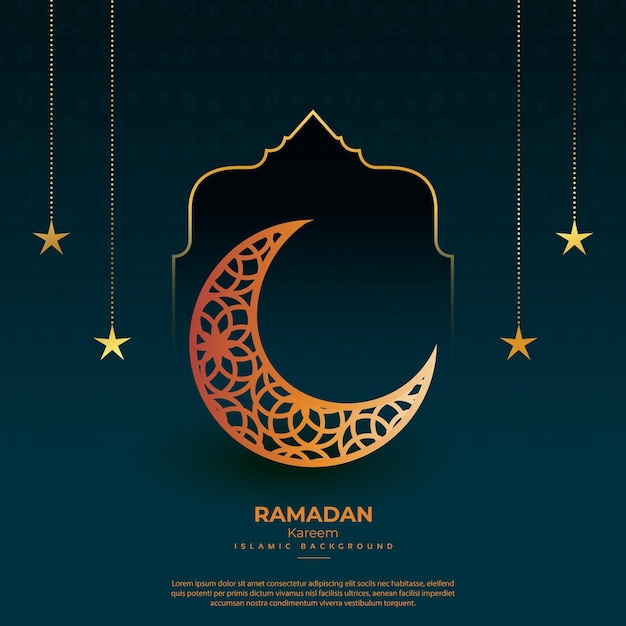 Élégant Ramadan Kareem Saluant La Belle Lune