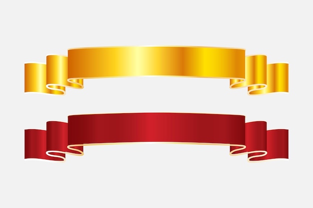 Élégante bannière de ruban rouge et doré