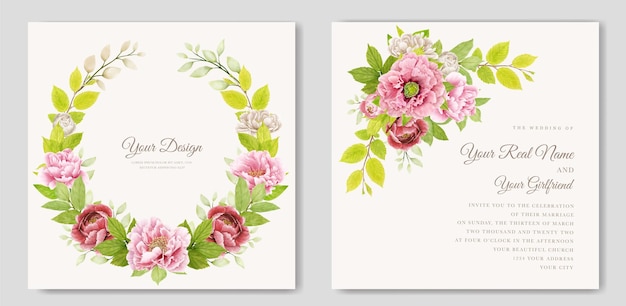 Élégante Bordure De Couronne De Pivoine Et Design De Cadre