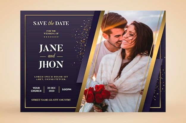 élégante carte d'invitation de mariage