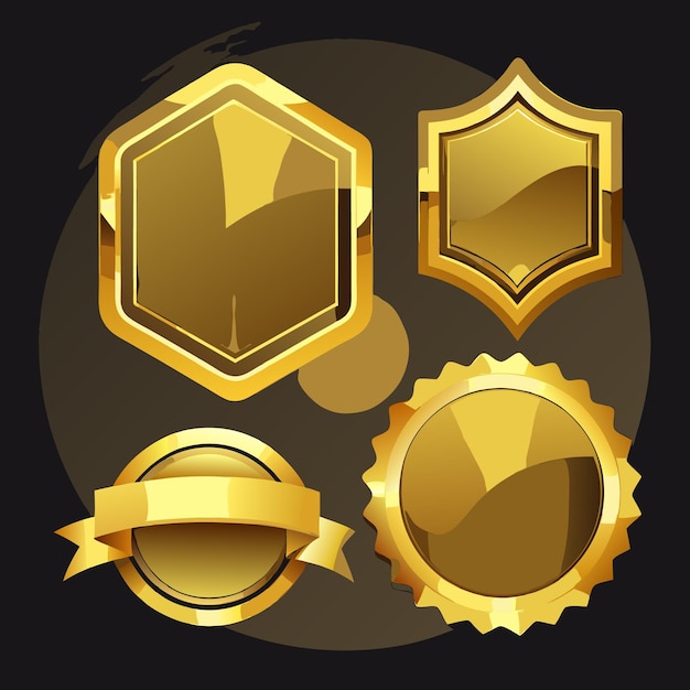 Élégante collection de badges et emblèmes dorés à vecteur premium