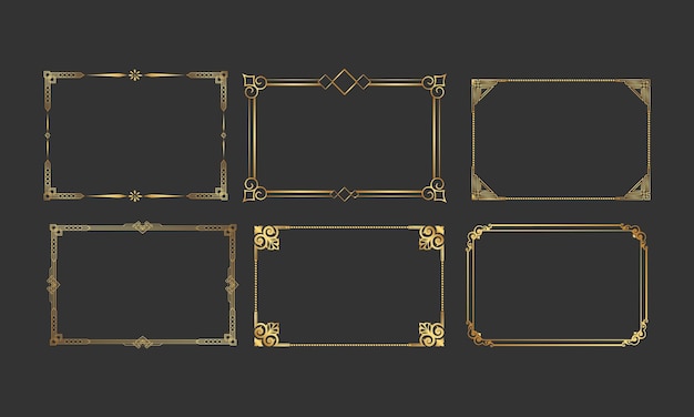Élégante collection de cadres vectoriels en or art déco pour invitations et dessins