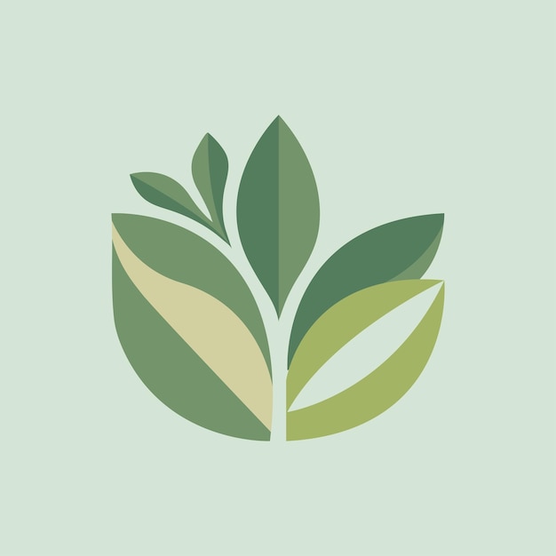 Une élégante conception de logo abstrait avec plusieurs éléments en forme de feuille avec un col vert doux et crème