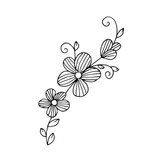 Vecteur Élément d'arrangement floral dessiné à la main libre dans un style doodle ou croquis