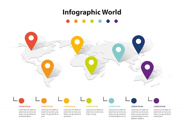Élément de carte du monde infographique, informations commerciales infochart