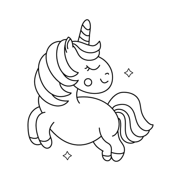 Vecteur Élément de coloriage de licorne mignon pour les enfants