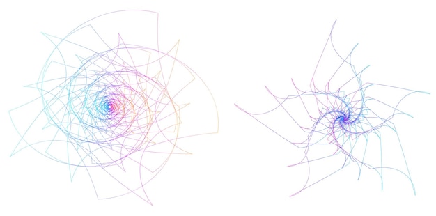 Élément de conception abstrait arc-en-ciel en spirale sur fond blanc de lignes de torsion Illustration vectorielle eps 10 Icône de vecteur de proportions traditionnelles de nombre d'or Spirale de Fibonacci pour carte de visite élégante