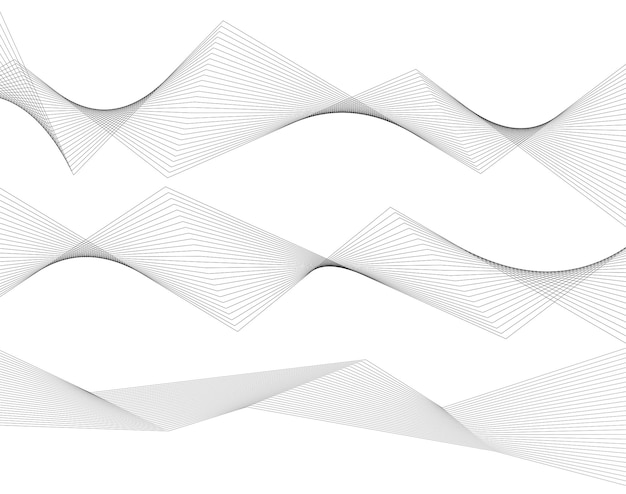 Élément de conception Des coins pointus incurvés ondulent de nombreuses lignes Bandes brisées verticales abstraites sur fond blanc isolé Dessin au trait créatif Illustration vectorielle EPS 10 Ligne de couleurs créée à l'aide de l'outil de fusion