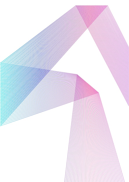 Élément de conception Des coins pointus incurvés ondulent de nombreuses lignes Bandes brisées verticales abstraites sur fond blanc isolé Dessin au trait créatif Illustration vectorielle EPS 10 Ligne de couleurs créée à l'aide de l'outil de fusion