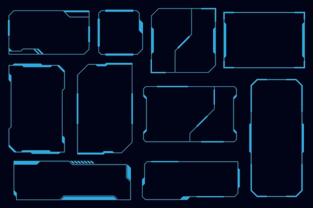 Élément de conception du panneau de cadre d'interface futuriste de la technologie des ensembles vectoriels