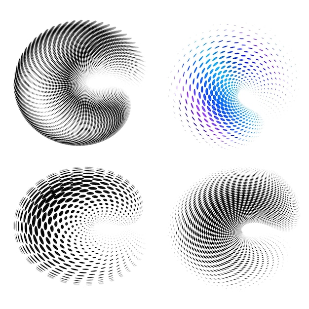 Élément de conception de l'ensemble cercle couleurs vectorielles en gras isolées anneau doré de rayures ondulées abstraites de nombreux tourbillons étincelants créés à l'aide de l'outil de mélange illustration vectorielle EPS10 pour votre présentation