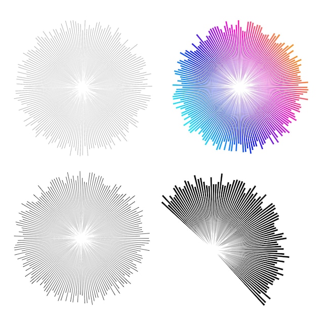 Élément de conception de l'ensemble cercle couleurs vectorielles en gras isolées anneau doré de rayures ondulées abstraites de nombreux tourbillons étincelants créés à l'aide de l'outil de mélange illustration vectorielle EPS10 pour votre présentation