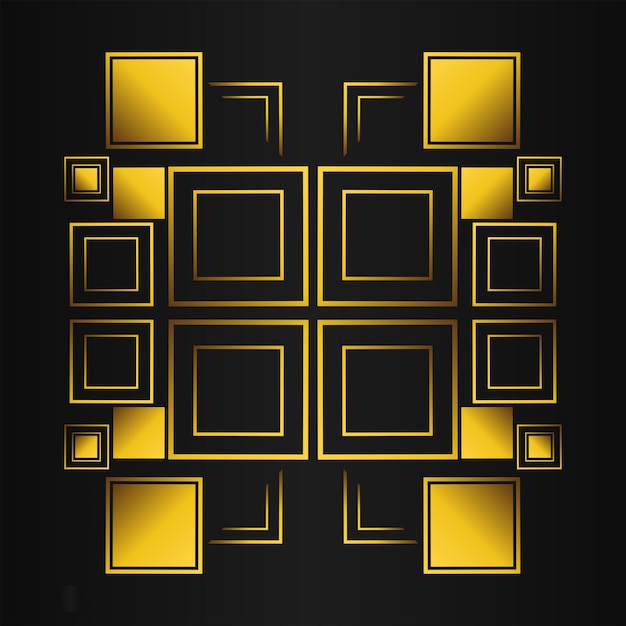 Vecteur Élément de conception géométrique en or sur fond noir