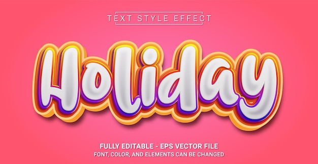 Élément de conception graphique d'effet de style de texte de vacances