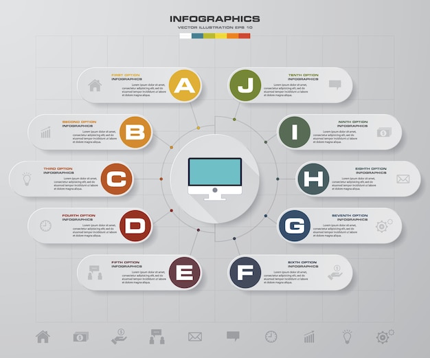 Élément de conception infographie processus de 10 étapes.