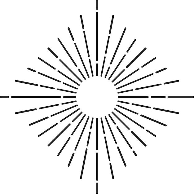 Élément de conception Sunburst rayonnant d'un cercle central créant un motif vintage et géométrique idéal pour les projets de conception graphique