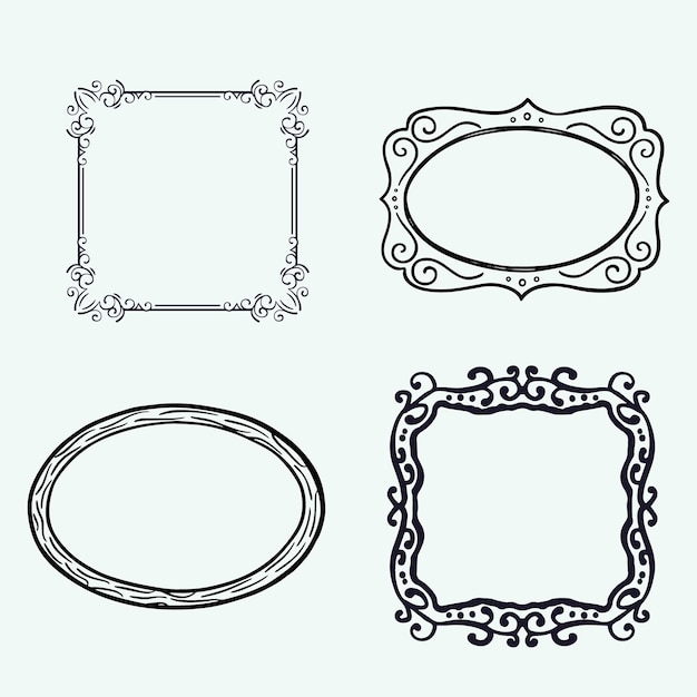 Élément de conception vectoriel d'un cadre de bordure à ligne dessinée à la main modèle d'invitation ou de carte de vœux