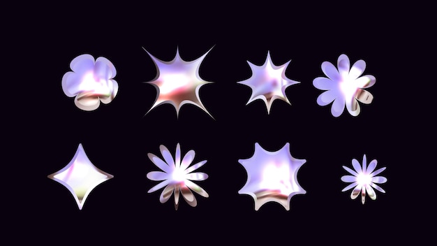 Élément de conception Y2K autocollants holographiques