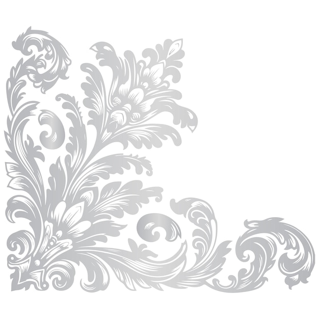 élément de couleur claire argent damasc vecteur oriental sur fond de transparence PNG