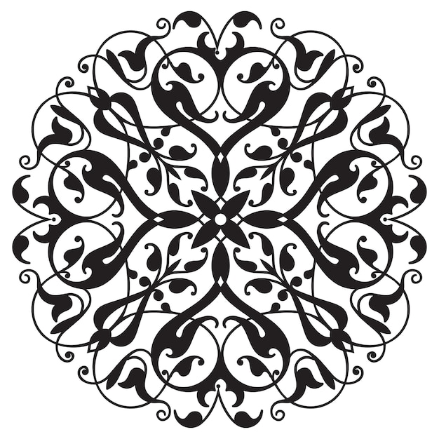 Élément Décoratif Oriental Zentangle Mandala Noir Et Blanc