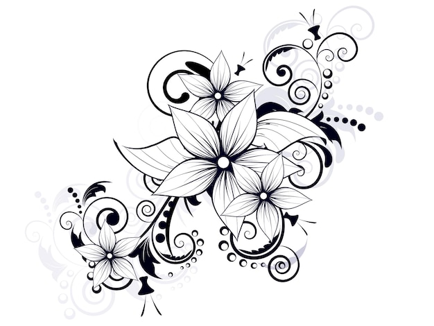 Élément de design floral avec des tourbillons pour le printemps