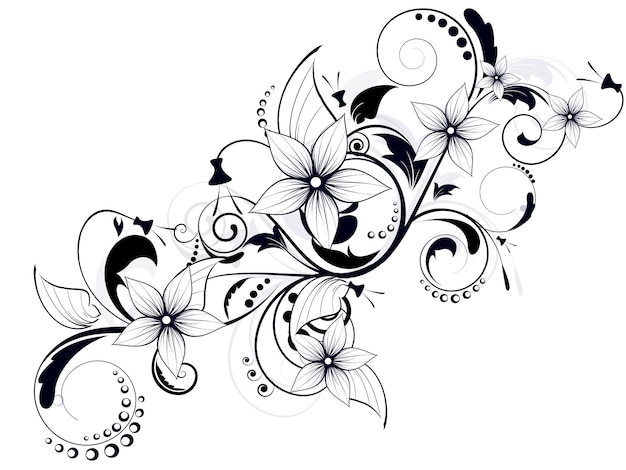 Élément de design floral avec des tourbillons pour le printemps
