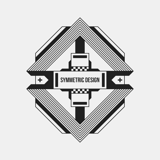 Élément de design futuriste sur fond blanc. Couleurs noir et blanc. Utile comme affiche ou impression.