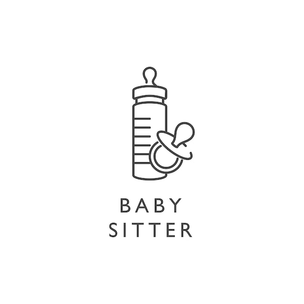 Élément de design vectoriel et icône dans le style linéaire baby-sitter Signe de tétine et biberon L