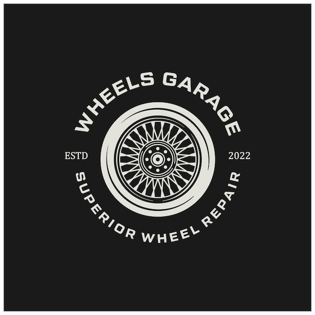 Vecteur Élément de design vectoriel de logo de roue de voiture de style vintage pour illustration d'étiquette ou d'insigne rétro