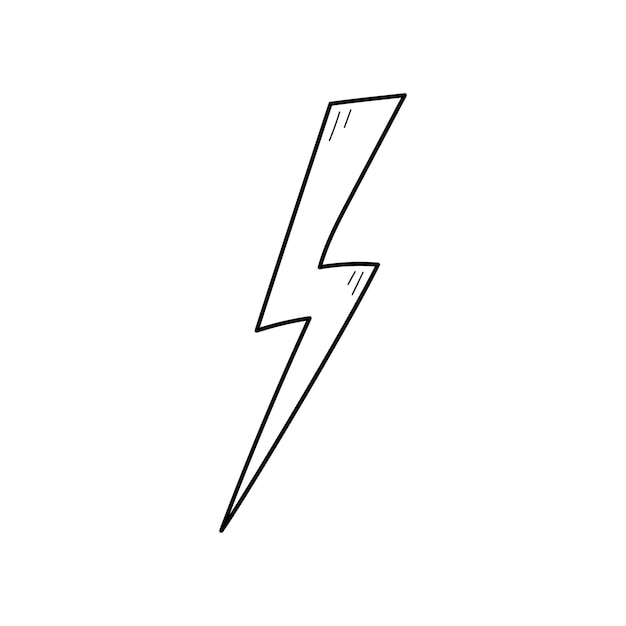 Élément d'éclairage électrique dessiné à la main Style de croquis de doodle comique Thunderbolt pour flash