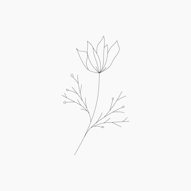 Vecteur Élément de fleur noir minimal